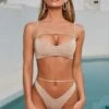 Cross Your Heart Strappy Bikini Top In Tan