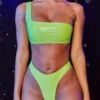 Vinyl High Rise Bikini Bottoms In Lime