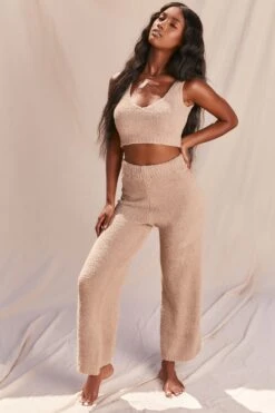Cosy V Neck Tank Top In Sand 17 Cosy V Neck Tank Top In Sand -Sway Line Zone 2994 4 lets stay in sand scoop neck crop top wide legged cosy trousers two piece
