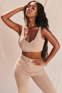 Cosy Low V Neck Tank Top In Sand -Sway Line Zone 2996 11 time to chill sandcosy crop top high waisted legging loungewear two piece set