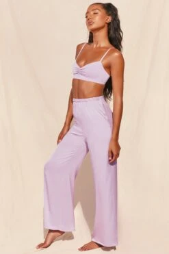 Wide Leg Satin Trousers In Lavender 8 Wide Leg Satin Trousers In Lavender -Sway Line Zone 3155 4 famed lavender silk bralette wide leg trousers two piece set 4