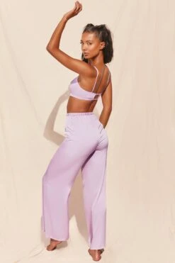 Wide Leg Satin Trousers In Lavender 10 Wide Leg Satin Trousers In Lavender -Sway Line Zone 3155 6 famed lavender silk bralette wide leg trousers two piece set 4