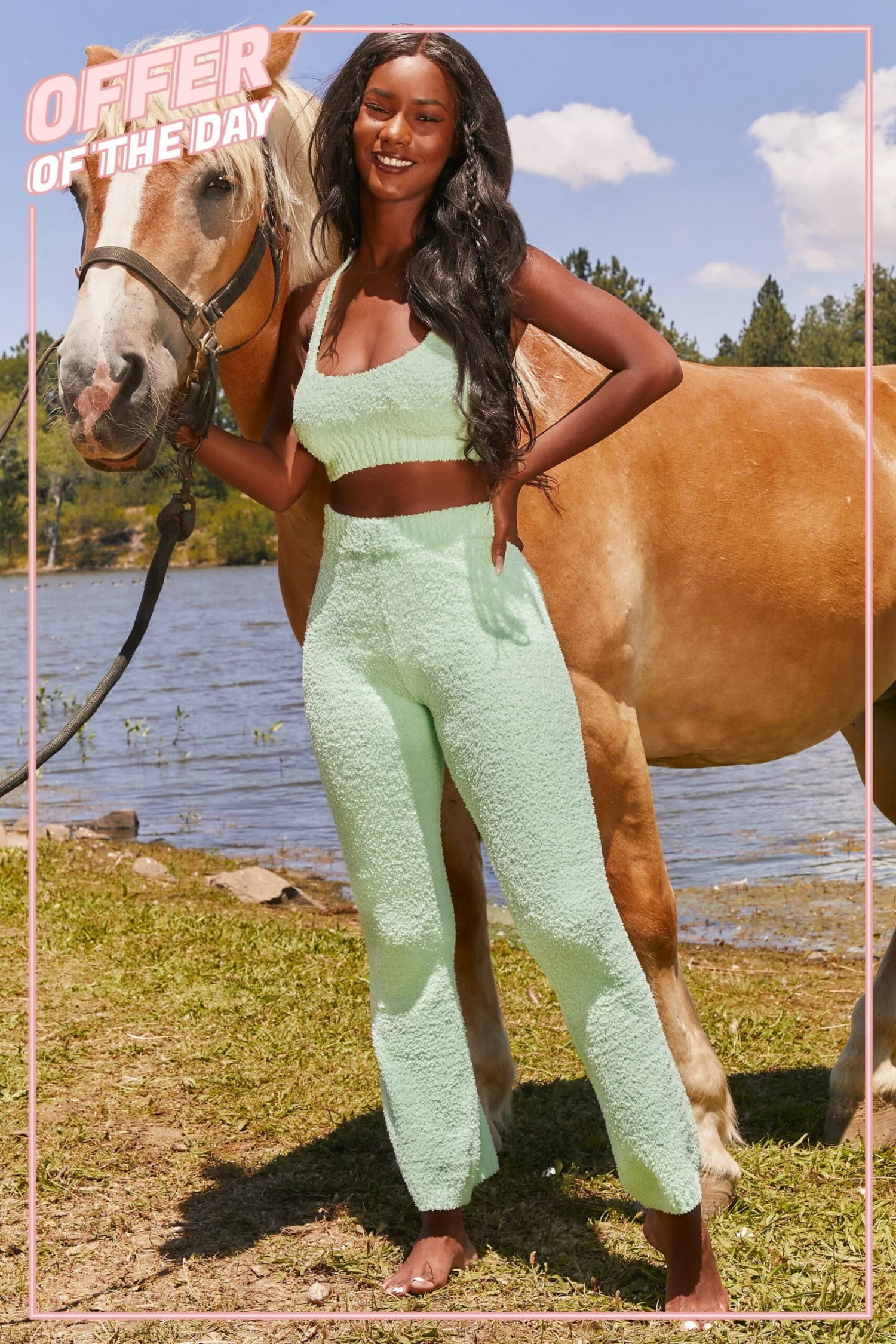 Until Further Notice Cosy Flared Leg Trousers In Green 13 Until Further Notice Cosy Flared Leg Trousers In Green - Image 13