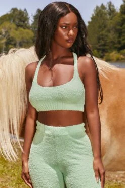 Until Further Notice Cosy Flared Leg Trousers In Green 19 Until Further Notice Cosy Flared Leg Trousers In Green -Sway Line Zone 3343 happy place 3341 until further notice 7 green crop top high waist trousers cosy lounge set