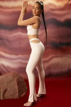 Waist Detail Split Hem Trousers In Blush -Sway Line Zone 4258 4288 4 all in the details blush cut out flare the only one strappy crop top 2