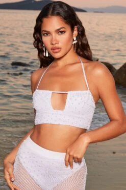 Tall Beaded Flare Trousers In Lilac -Sway Line Zone 4370 3 sheer for you lilac pearl embelllished cut out crop top sheer beach trousers 1