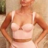 Satin Cupped Corset Top In Blush