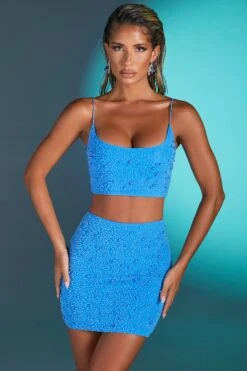 Embellished Mesh Mini Skirt In Blue 12 Embellished Mesh Mini Skirt In Blue -Sway Line Zone 4560 2 c ted azur blue embelished top lille embelished mini skirt 1