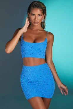 Embellished Mesh Mini Skirt In Blue 13 Embellished Mesh Mini Skirt In Blue -Sway Line Zone 4560 3 c ted azur blue embelished top lille embelished mini skirt 1