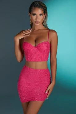 Embellished Crop Top In Pink 13 Embellished Crop Top In Pink -Sway Line Zone 4568 4580 1 antibes pink embelished corset top martinique embelished mini skirt