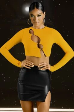 Asymmetric Long Sleeve Top In Yellow 10 Asymmetric Long Sleeve Top In Yellow -Sway Line Zone 4593 3 crash the party cutout long sleeved top