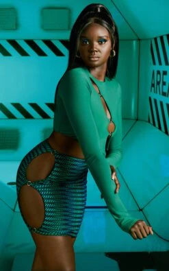 Cut Out Mini Skirt In Striped Print