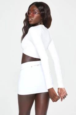 Ruched Cut Out Crop Top In Ivory -Sway Line Zone 5100 8 Ivory Keyhole Cut Out Ruched Topcopy