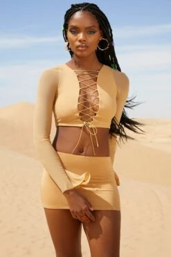 Low Rise Micro Mini Skirt In Beige 16 Low Rise Micro Mini Skirt In Beige -Sway Line Zone 5126 5320 2 Riverside Beige Lace Up Long Sleeve Crop Top Low Rise Mini Skirt 09076e12 6a90 493b bf91 50ee10b55237