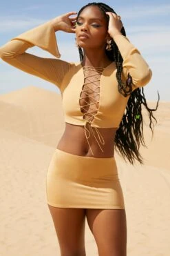 Low Rise Micro Mini Skirt In Beige 17 Low Rise Micro Mini Skirt In Beige -Sway Line Zone 5126 5320 3 Riverside Beige Lace Up Long Sleeve Crop Top Low Rise Mini Skirt 9860e4ee 06c2 4961 bbdf bfce29284474