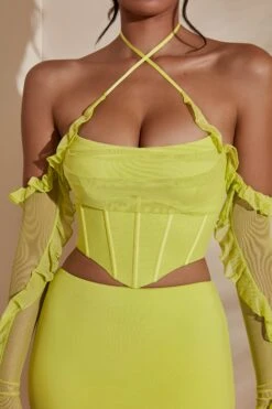 Long Sleeve Cowl Neck Corset Crop Top In Lime -Sway Line Zone 5311 5985 5 Noemi Kesara Lime Frill Detail Cowl Neck Corset Top Split Micro Mini Setcopy 2bb93924 9893 4b43 8515 bd57d4063115