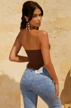 Ruched Corset In Brown -Sway Line Zone 5351 8 Melosa Brown Ruched Waist Corset