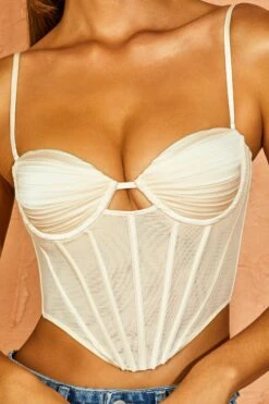 Corset Top In Ivory -Sway Line Zone 5377 6 Camille Ivory Structured Corset Crop Top