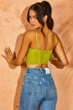 Corset Top In Green 13 Corset Top In Green -Sway Line Zone 5377 8 Camille Green Structured Corset Crop Top