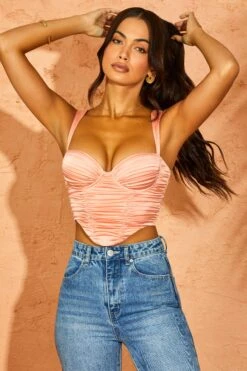 Ruched Corset In Blush -Sway Line Zone 5395 2 Mavra Peach Heart Corset