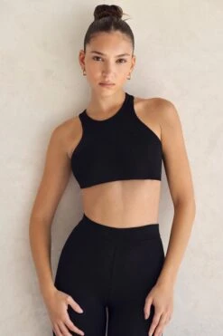 Racer Front Open Back Crop Top In Black -Sway Line Zone 5449 1 Itzal Black Open Back Bodysuit