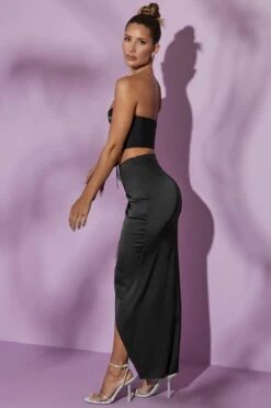 Side Split Maxi Skirt In Black -Sway Line Zone 5575 5398 10 Black Esmerelda Crystal Trim Corset Pia Skirt 1