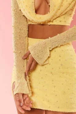 Long Sleeve Deep Plunge Crop Top In Yellow 10 Long Sleeve Deep Plunge Crop Top In Yellow -Sway Line Zone 5590 5591 7 Ville Franche Yellow Flare Sleeve Deep plunge Crop Top Split High Waisted Ultra Mini Skirtcopy f400b4bc 2918 42fc 8bb3 122bf0ff73b6