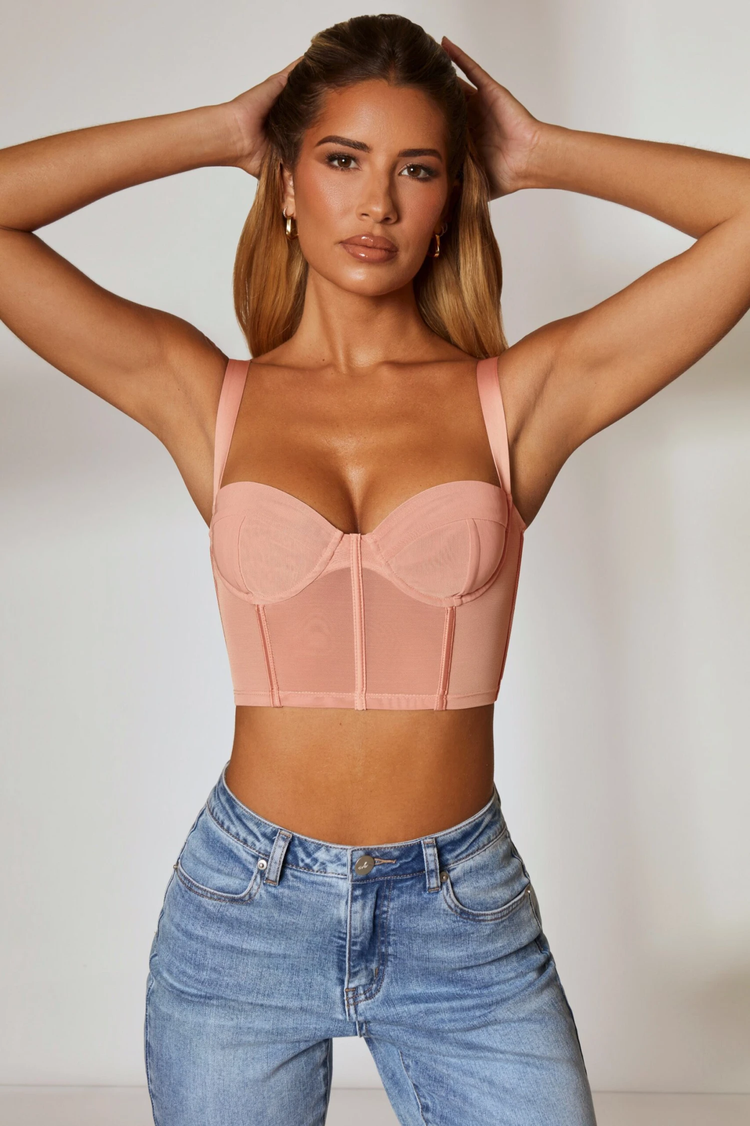 Corset Crop Top In Blush 5 Corset Crop Top In Blush - Image 5