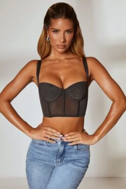 Corset Crop Top In Black -Sway Line Zone 5728 1 Borderline Black Corset Top