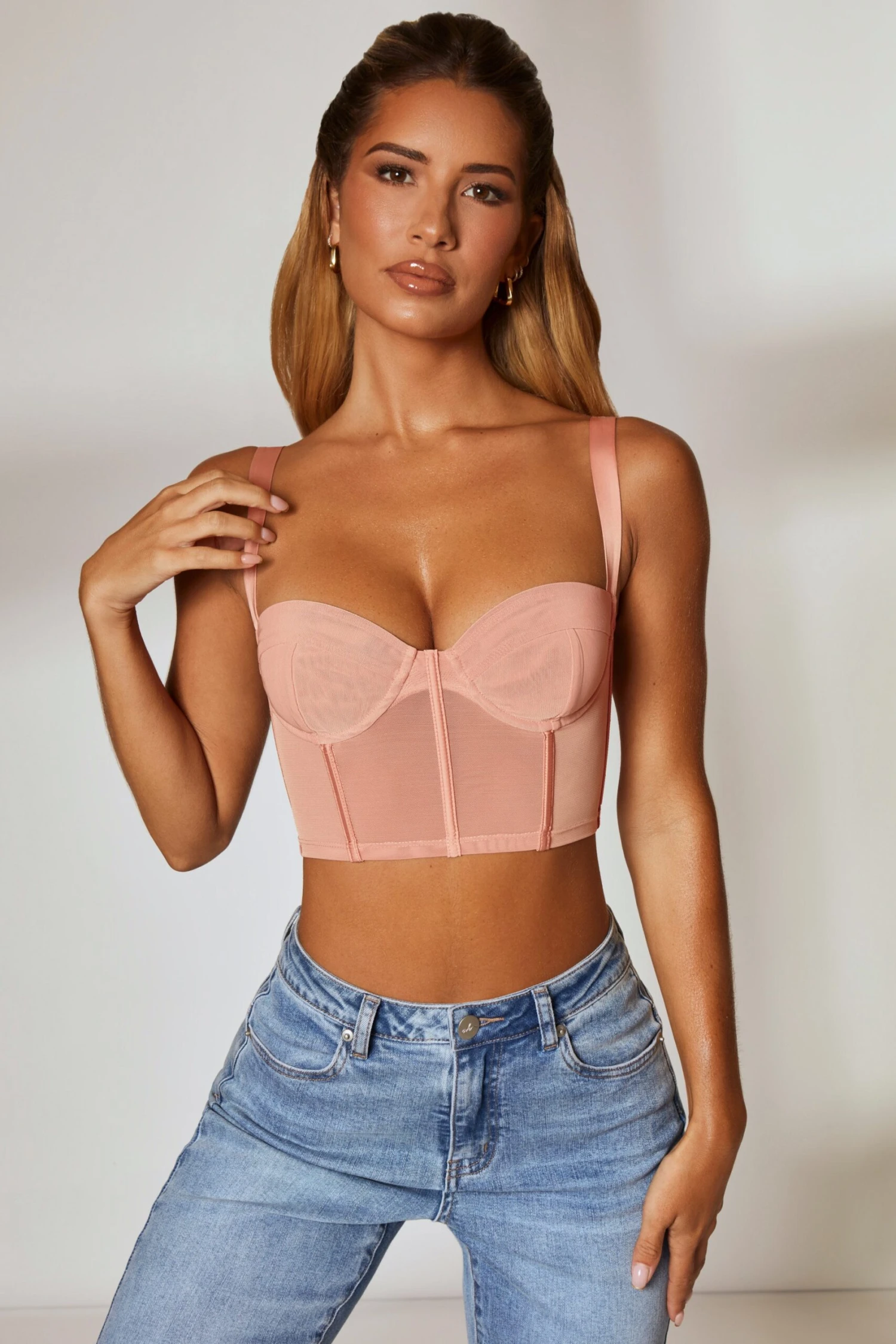 Corset Crop Top In Blush 7 Corset Crop Top In Blush - Image 7