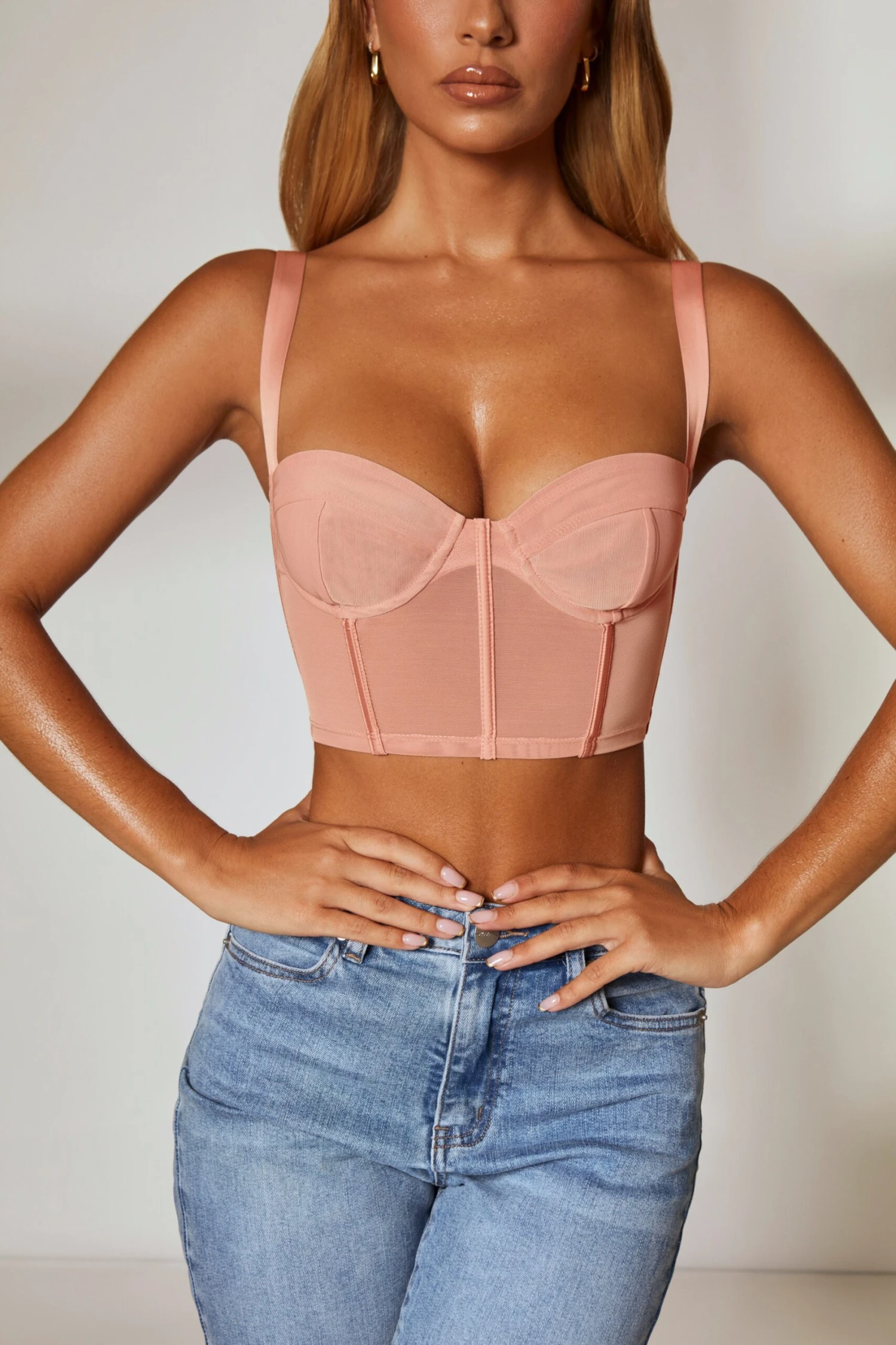 Corset Crop Top In Blush 1 Corset Crop Top In Blush