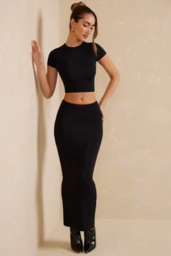 Cap Sleeve Crop Top In Black -Sway Line Zone 5800 1 Myaree Black Short Sleeve Top