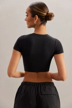 Monowire Crop Top In Black -Sway Line Zone 5827 6718 13 Aara Black Monowire Crop Top Rori Cargo Trousers