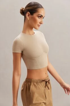 Monowire Crop Top In Stone -Sway Line Zone 5827 6 Aara Stone Monowire Crop Top