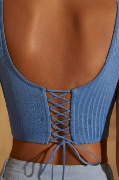 Scoop Neck Lace Up Back Crop Top In Dark Blue -Sway Line Zone 5841 6757 10 Parker Light Blue Zia Dark Blue Ribbed Crop Top Cargos a9f1ae02 6673 499f bf6a f265761919b7