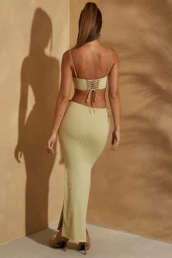 Ribbed Angled Corset Crop Top In Sage -Sway Line Zone 5858 5859 11 Skye Dakoa Sage Corset Top Low Waist Maxi Skirt cb482c68 6979 4e8b a6cf 3515b0db7a75