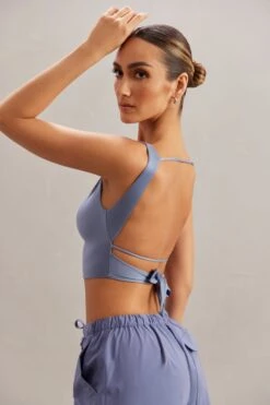 Cowl Neck Crop Top In Blue 14 Cowl Neck Crop Top In Blue -Sway Line Zone 5863 7 Yindi Blue Cowl Neck Top
