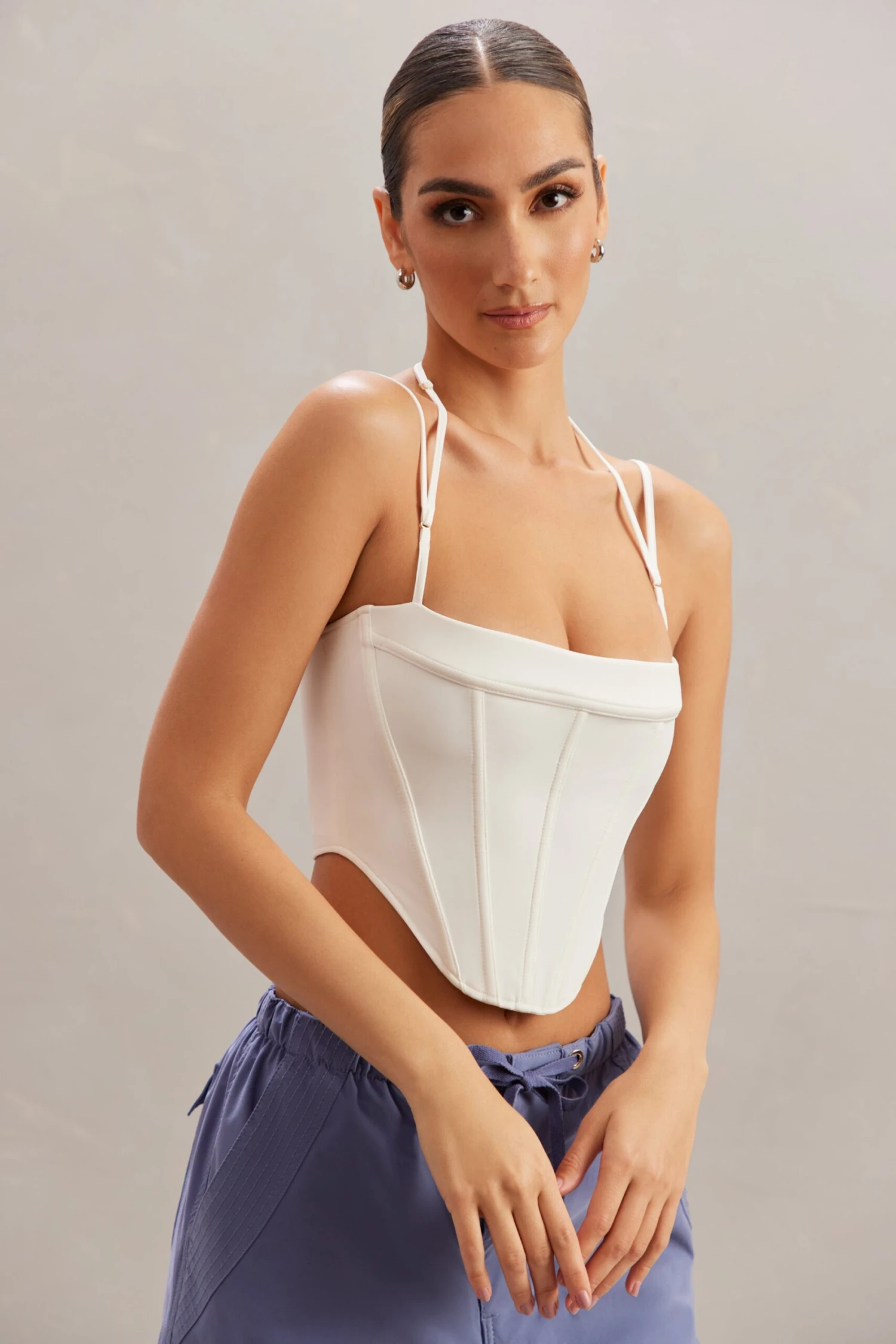 Square Neck Corset Top In Ivory 9 Square Neck Corset Top In Ivory - Image 9