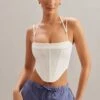 Square Neck Corset Top In Ivory