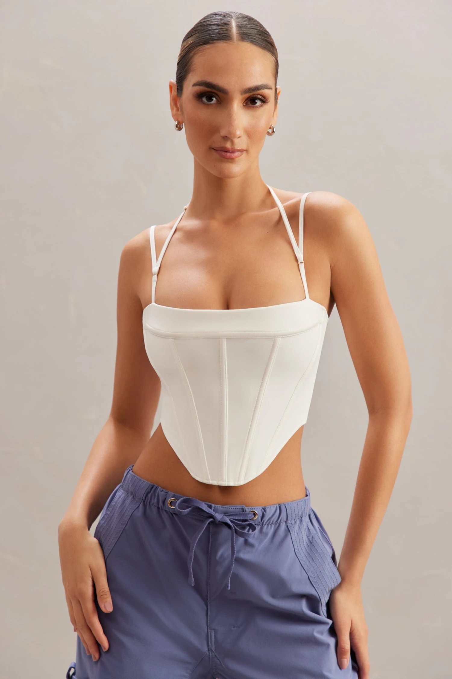 Square Neck Corset Top In Ivory 1 Square Neck Corset Top In Ivory