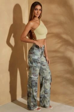 One Shoulder Open Back Crop Top In Sage -Sway Line Zone 5868 6787 05 Alora Sage One Shoulder Top Zion Khaki Print Cargo Trouser ee24da31 efe8 4ae8 9e0d f3cef8681f41