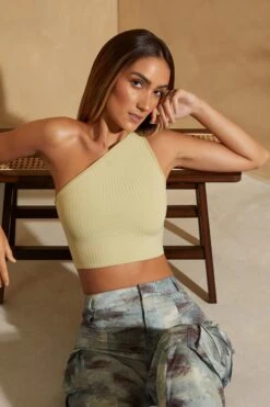 One Shoulder Open Back Crop Top In Sage -Sway Line Zone 5868 6787 15 Alora Sage One Shoulder Top Zion Khaki Print Cargo Trouser 5b260088 053d 4175 8946 db0800937ac7