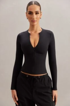 Long Sleeve Crop Top In Black 13 Long Sleeve Crop Top In Black -Sway Line Zone 5873 1 Ilina Black Long Sleeve Zip Up Top 6cedd9dc f234 417a bc65 b38b74f23f8e