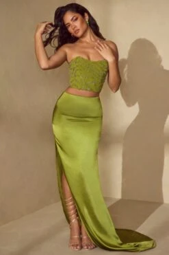 Embellished Bandeau Corset Top In Olive 22 Embellished Bandeau Corset Top In Olive -Sway Line Zone 5929 6745 10 Mina Olive Vorset Top Thigh Split Skirt 5d51cf02 3b65 4780 9268 c72e8f6d7e5e