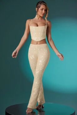 Embellished Lace Corset Crop Top In Ivory -Sway Line Zone 5955 5959 10 Ivory Lace Low Trousers Embelished Lace Corset With Inverted Sweetheart Neckline 57e46c1f 08a7 47af 8e66 603f42afbc22