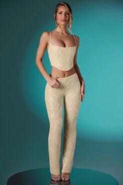 Embellished Lace Corset Crop Top In Ivory -Sway Line Zone 5955 5959 3 Ivory Lace Low Trousers Embelished Lace Corset With Inverted Sweetheart Neckline ca1140ab ae48 4e03 adad 6addb0ad83db