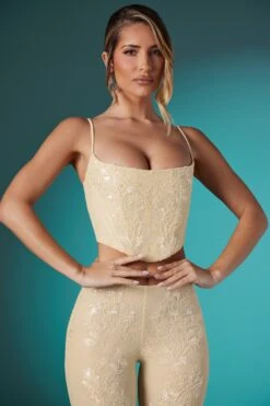 Embellished Lace Corset Crop Top In Ivory -Sway Line Zone 5955 5959 6 Ivory Lace Low Trousers Embelished Lace Corset With Inverted Sweetheart Neckline bc6c64bc a2b4 465b 8dec 940af40f5b34