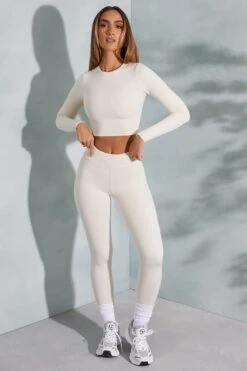 Round Neck Long Sleeve Top In Ivory -Sway Line Zone 6055 6064 10 Camden Lori White Seamless Crop Top Leggings 579e52ff d6ef 4d47 830a a9fe40c0badd