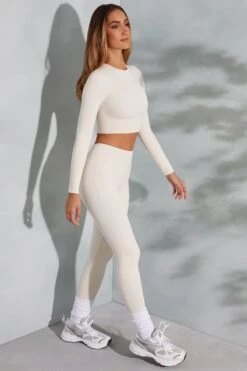 Round Neck Long Sleeve Top In Ivory -Sway Line Zone 6055 6064 6 Camden Lori White Seamless Crop Top Leggings 35177cd0 bb27 4ce3 925e 7d5d10cd35b3