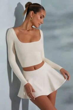 Rounded Square Neck Long Sleeve Top In Ivory 19 Rounded Square Neck Long Sleeve Top In Ivory -Sway Line Zone 6189 7317 2 Mia White Rounded Square Neck Long Sleeve Top Skort 01450464 4579 4bc5 ba7d 767ed3fcef50